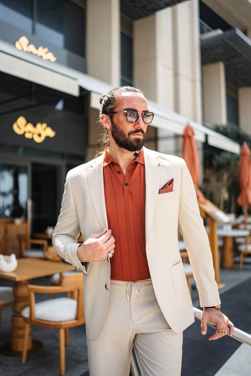 The Riviera Suit – Costum de vară bej pentru bărbați