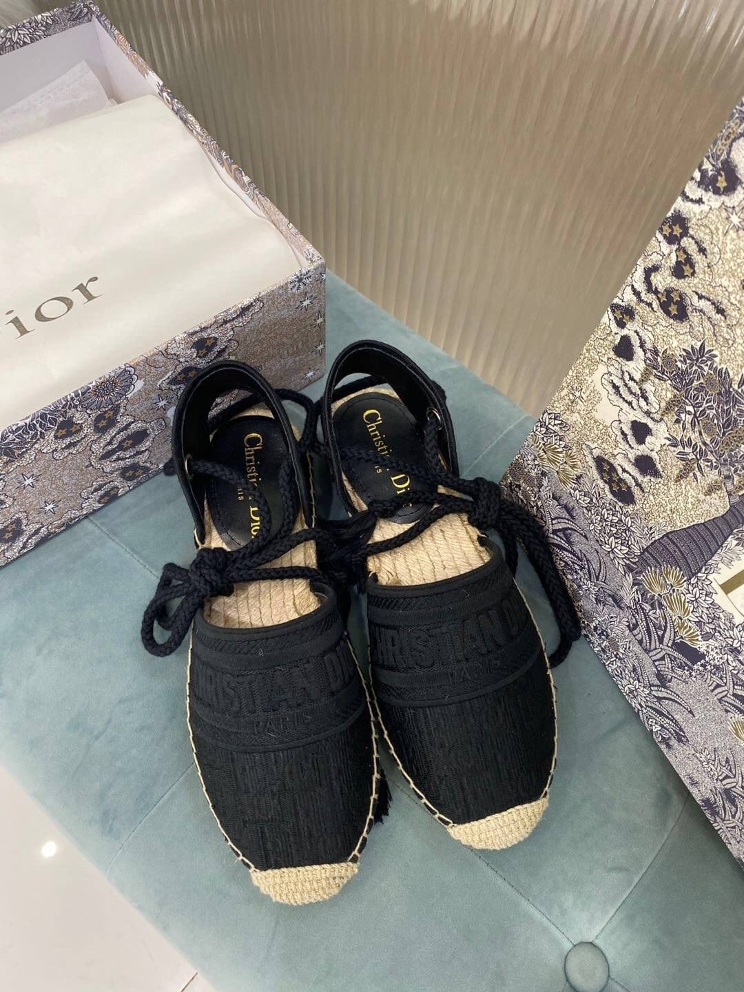 Espadrille Christian Dior Granville noire à semelle beige