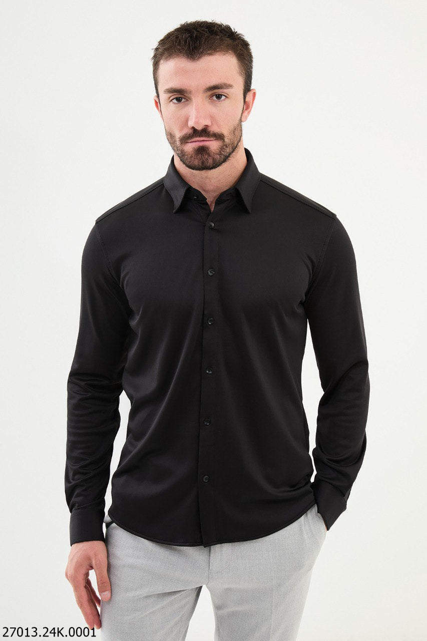 button up black dress shirt Black Long Sleeve Button Up
