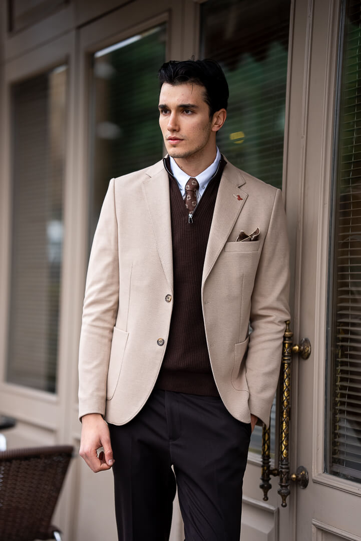 Blazer clásico beige para hombre