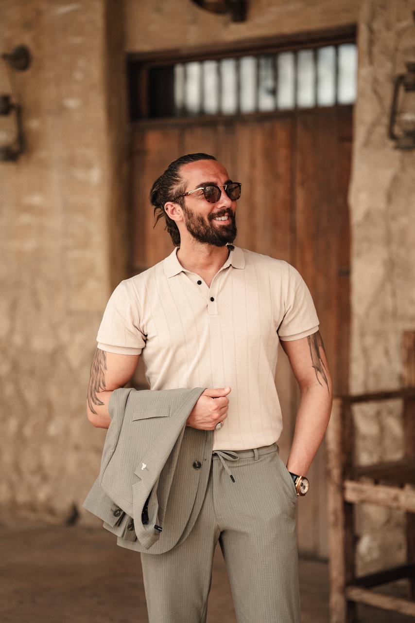 Desert Dune Beige Polo Knitwear