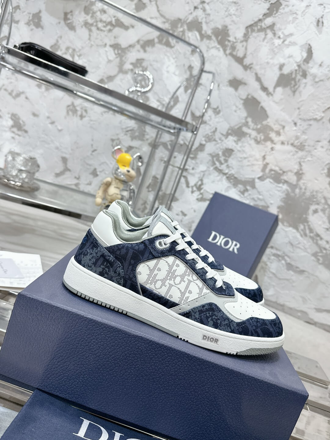 Dior B27 Low Denim Blue White Dior Tears Oblique Galaxy Leather