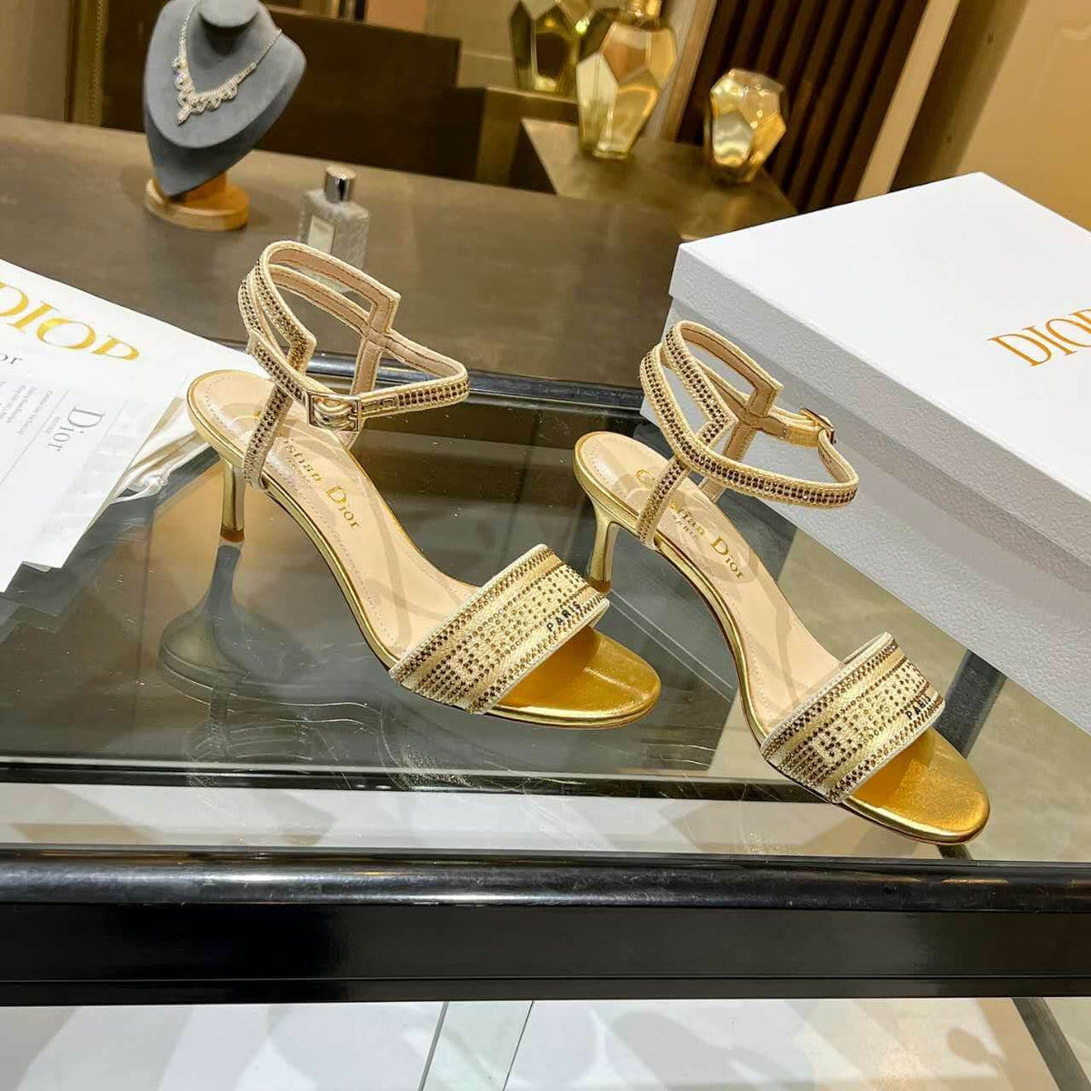 Dior Dway Heeled Sandal Gold