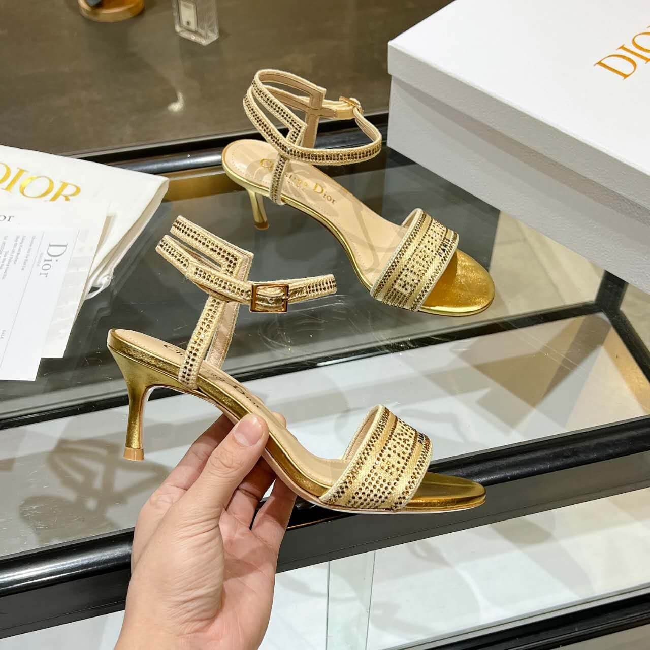 Dior Dway Heeled Sandal Gold