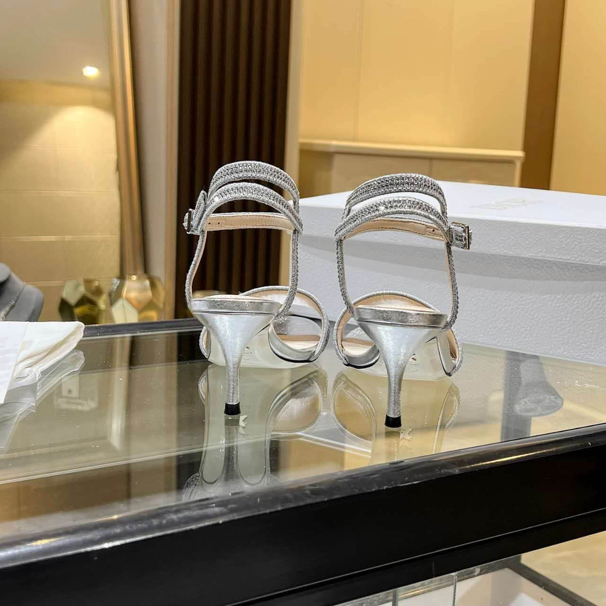 Dior Dway Heeled Sandal Silver