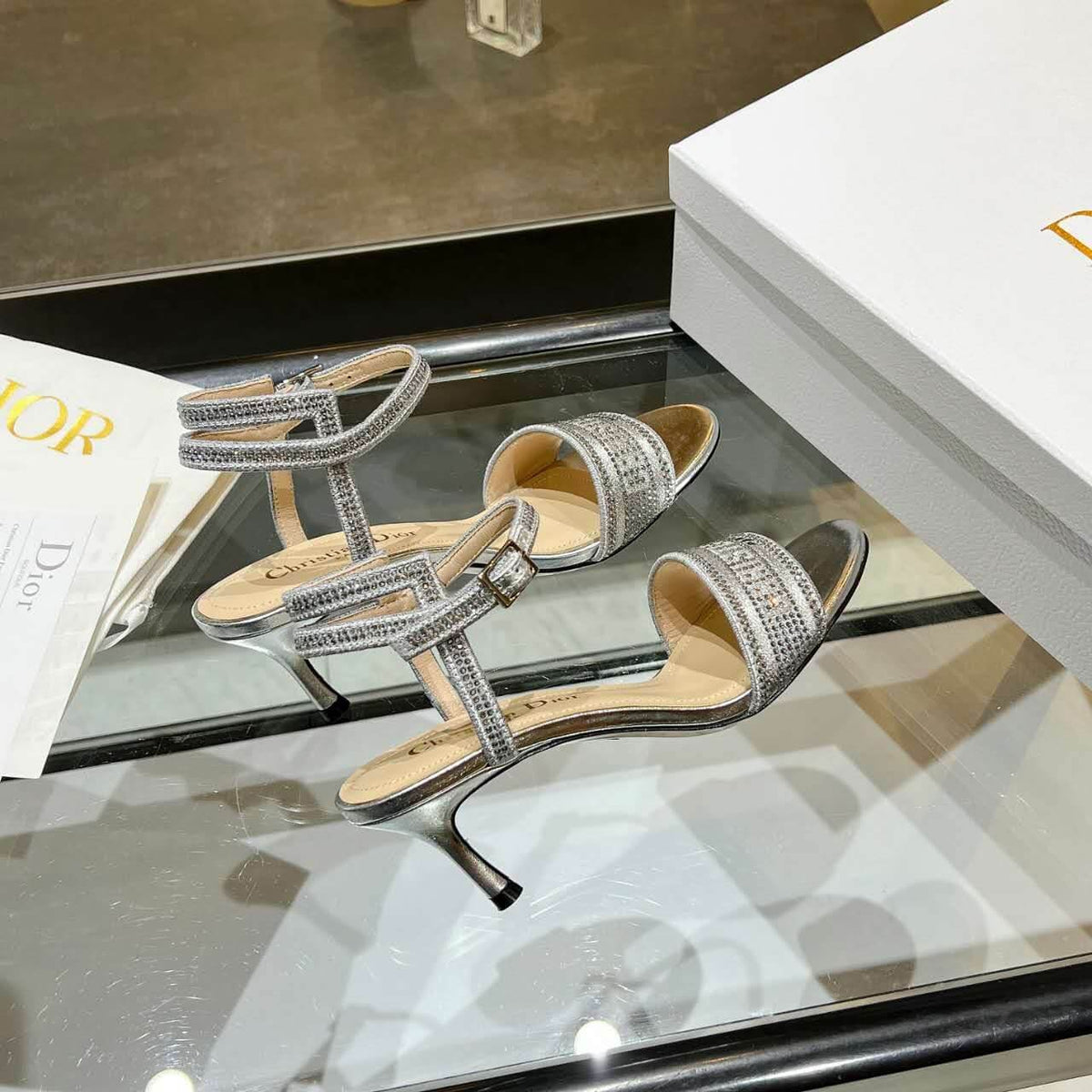 Dior Dway Heeled Sandal Silver