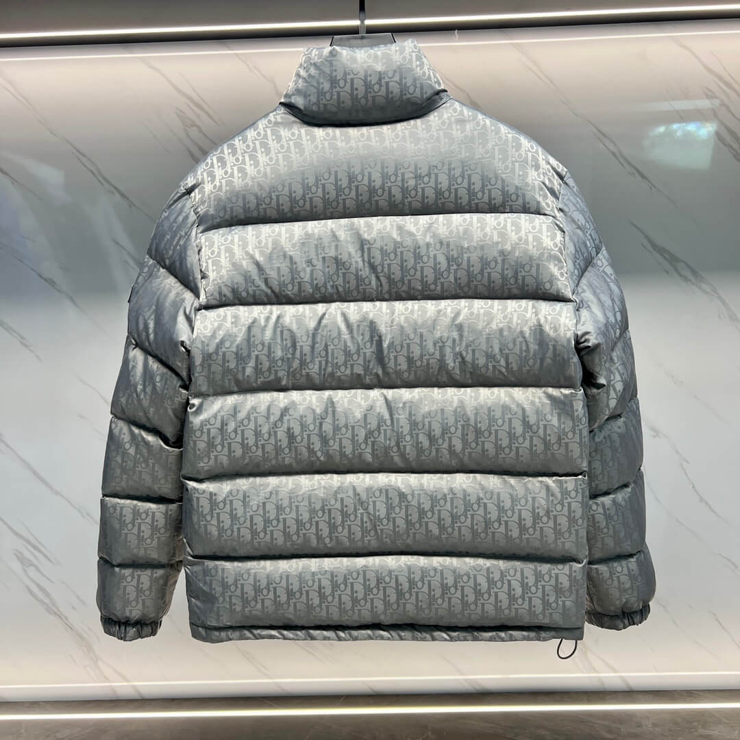 Dior Oblique Technical Jacquard Down Puffer Jacket – Silver Grey