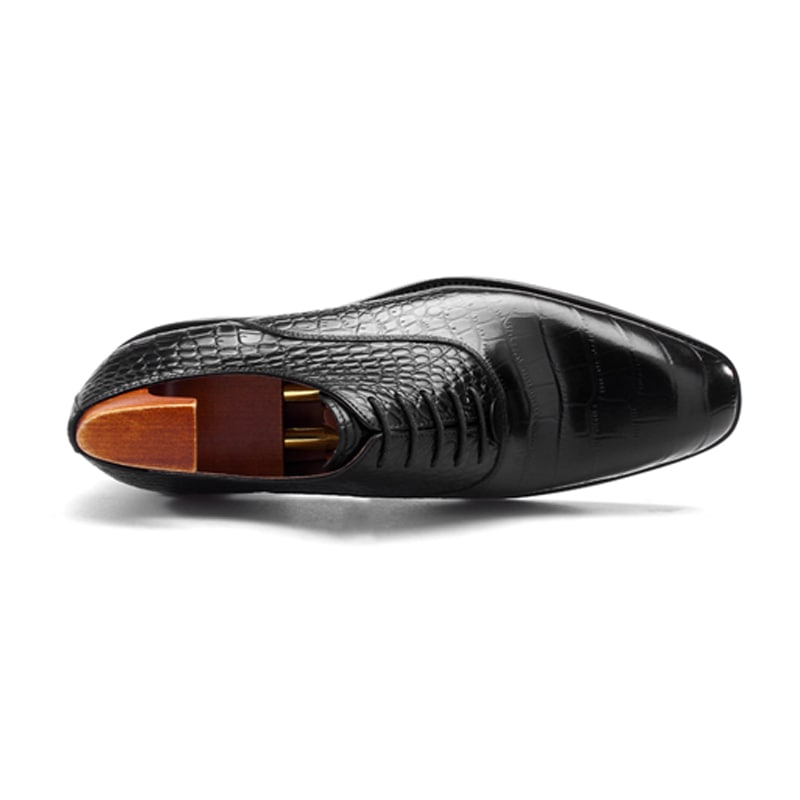 Black croc-embossed Oxford with nubuck leather lining top view