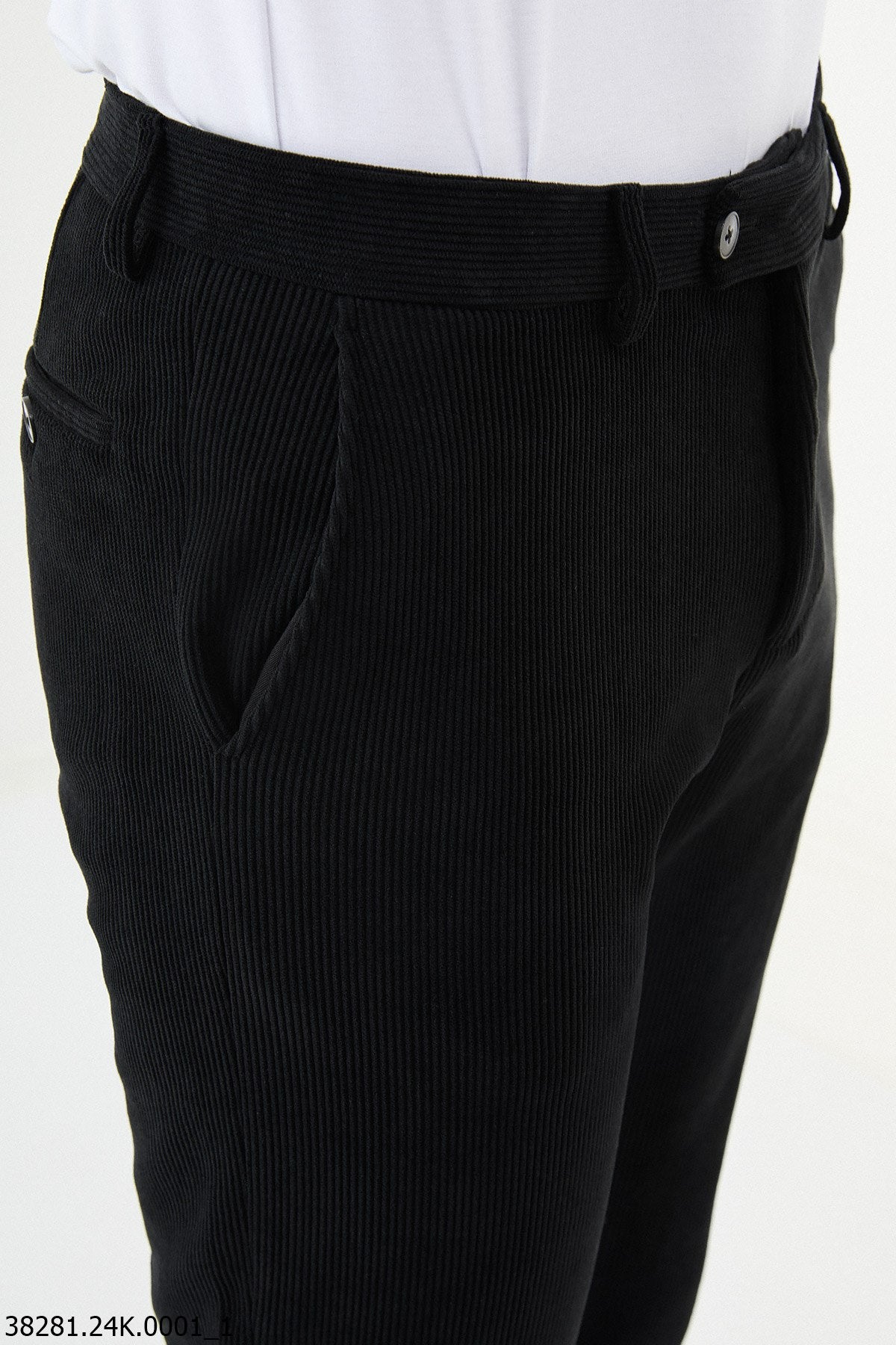 HolloMen Black Corduroy Slim-Fit Dress Pants. HolloMen Black Corduroy Slim-Fit Dress Pants.