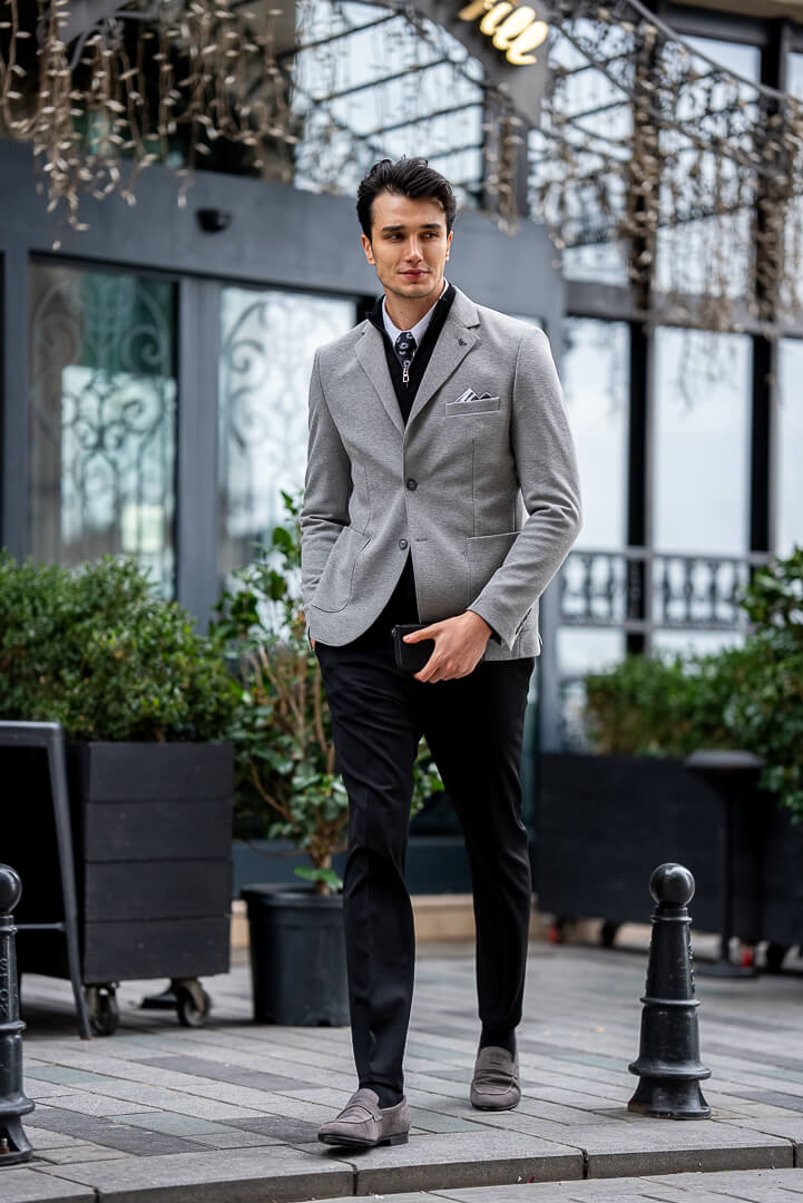 HolloMen's Gray Tailored Men's Jacket HolloMen's Gray Tailored Men's Jacket