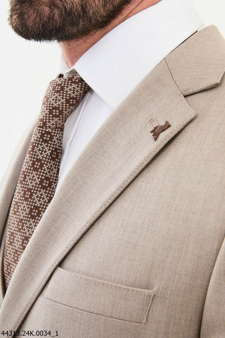 Men's Beige Three-Piece Suit