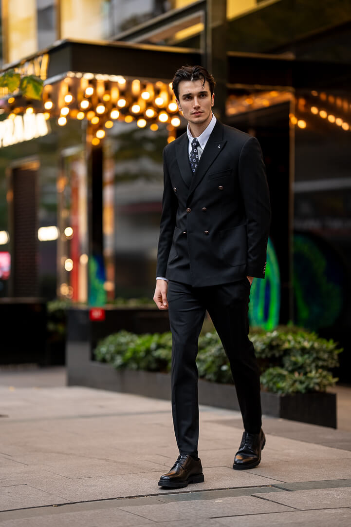 Men's Black Double-Breasted Jacket. HolloMen Men's Black Double-Breasted Jacket. HolloMen