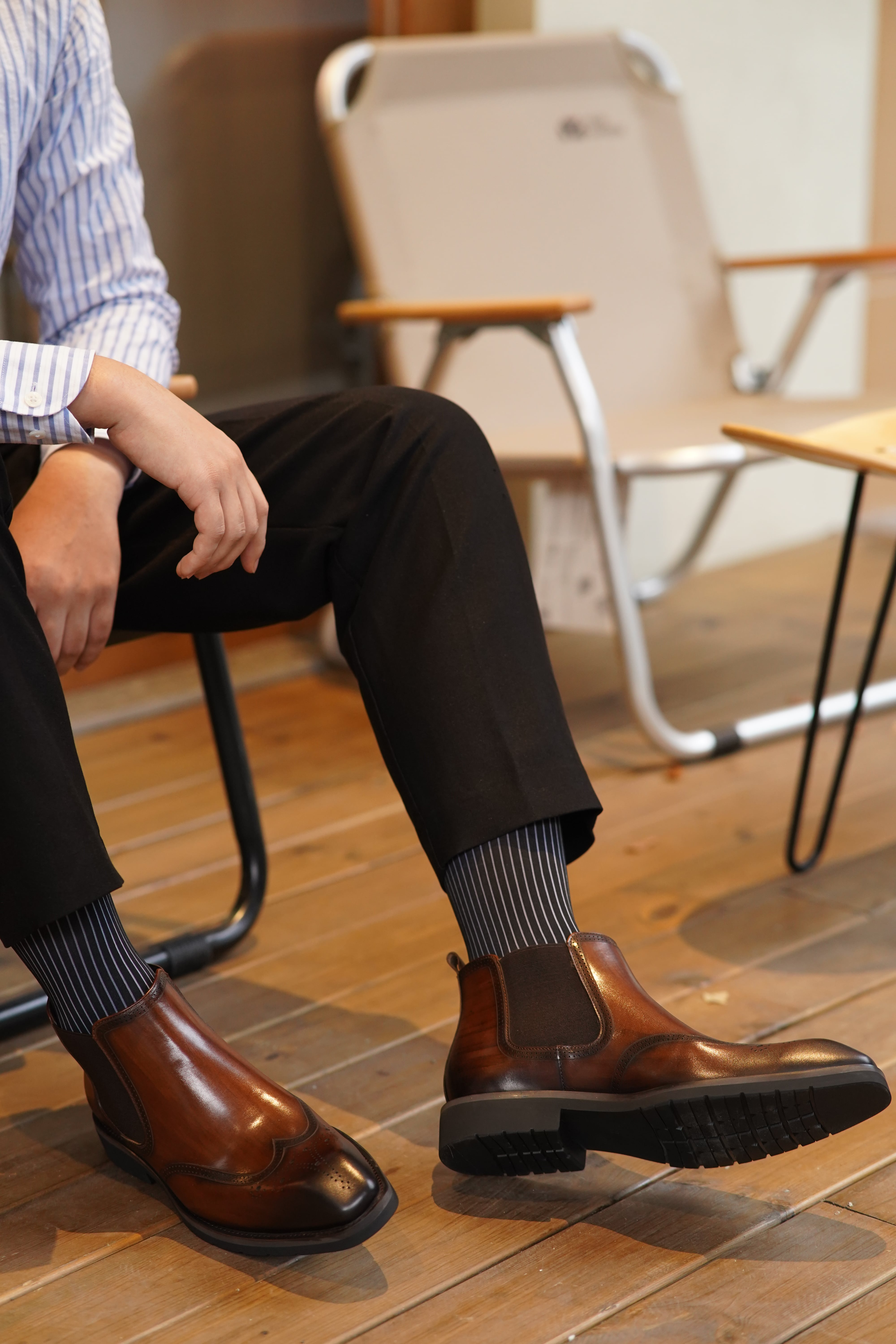 Cognac Brogue Spectator Chelsea Boots Elegant Men's Leather Footwear HolloMen Cognac Brogue Spectator Chelsea Boots Elegant Men's Leather Footwear HolloMen