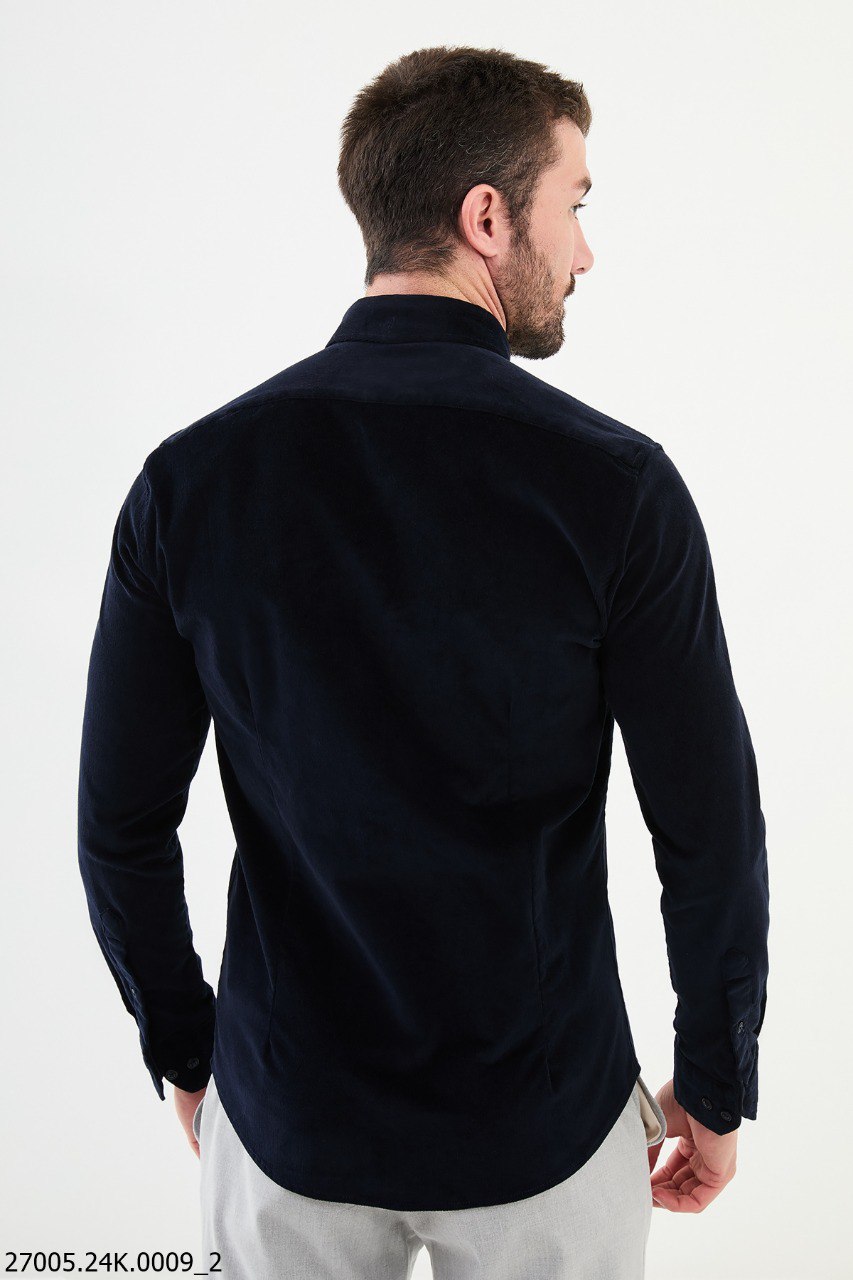 Men's Dark Blue Corduroy Shirt.