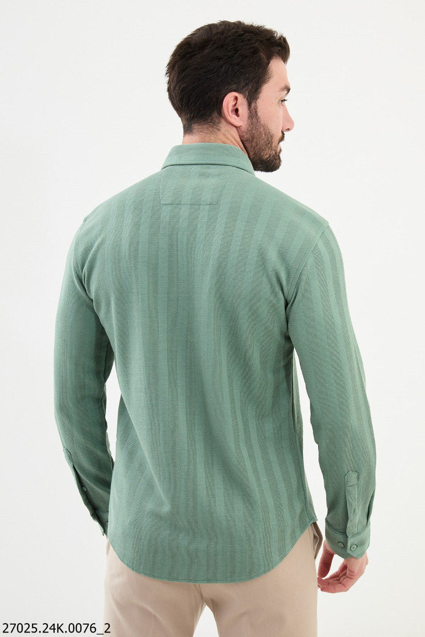 Men's Mint Green Textured Shirt.