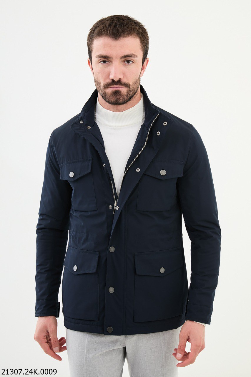 Men's Navy Blue Field Utility Jacket - Main Image