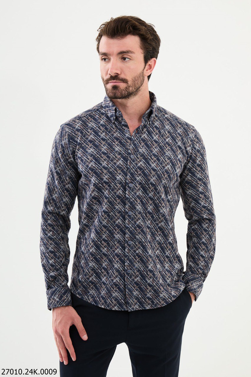 Lecce Patterned Shirt — Navy