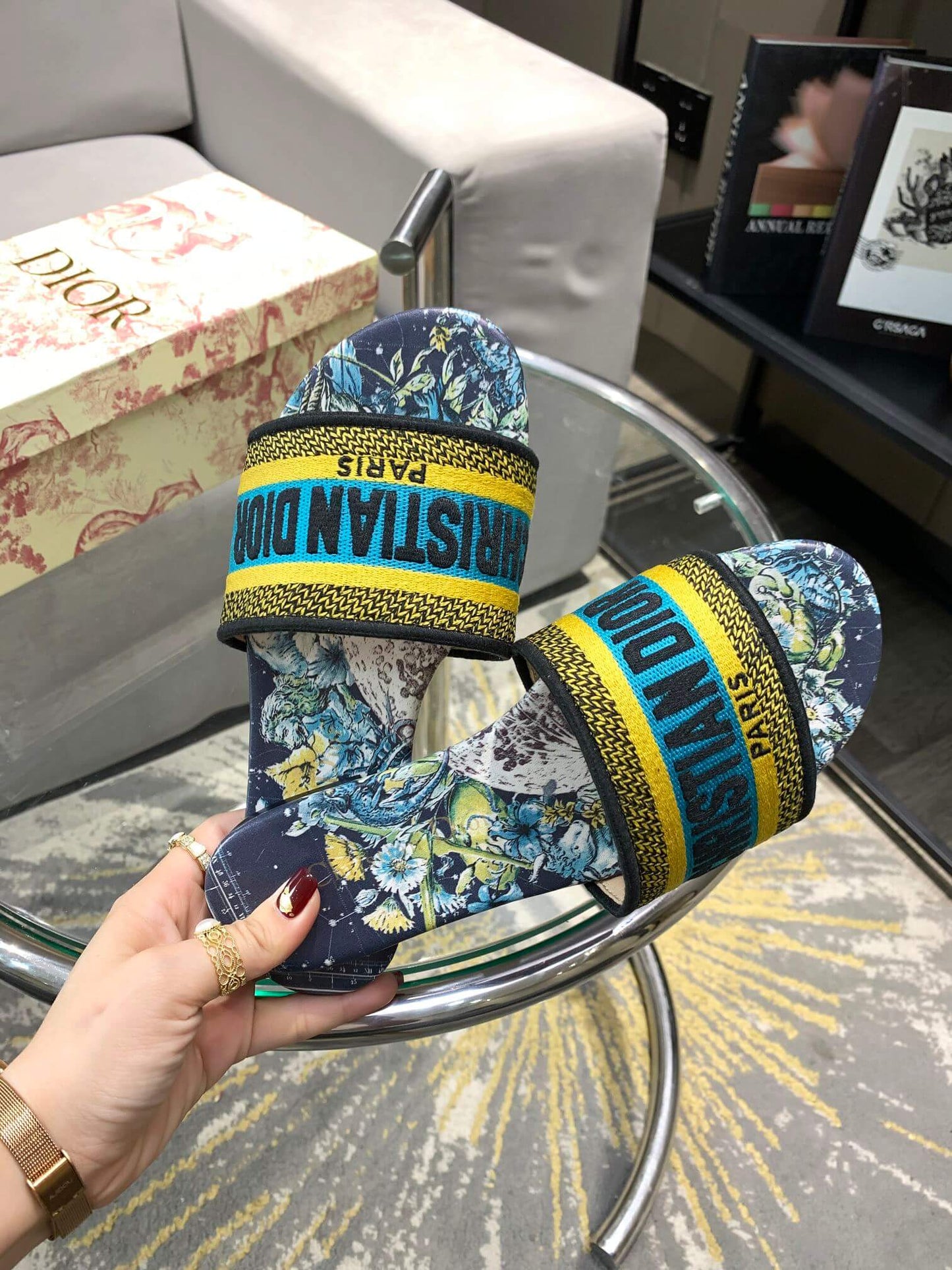 Christian Dior Bandana Dway Slip-ins Marinblå/Mörkblå