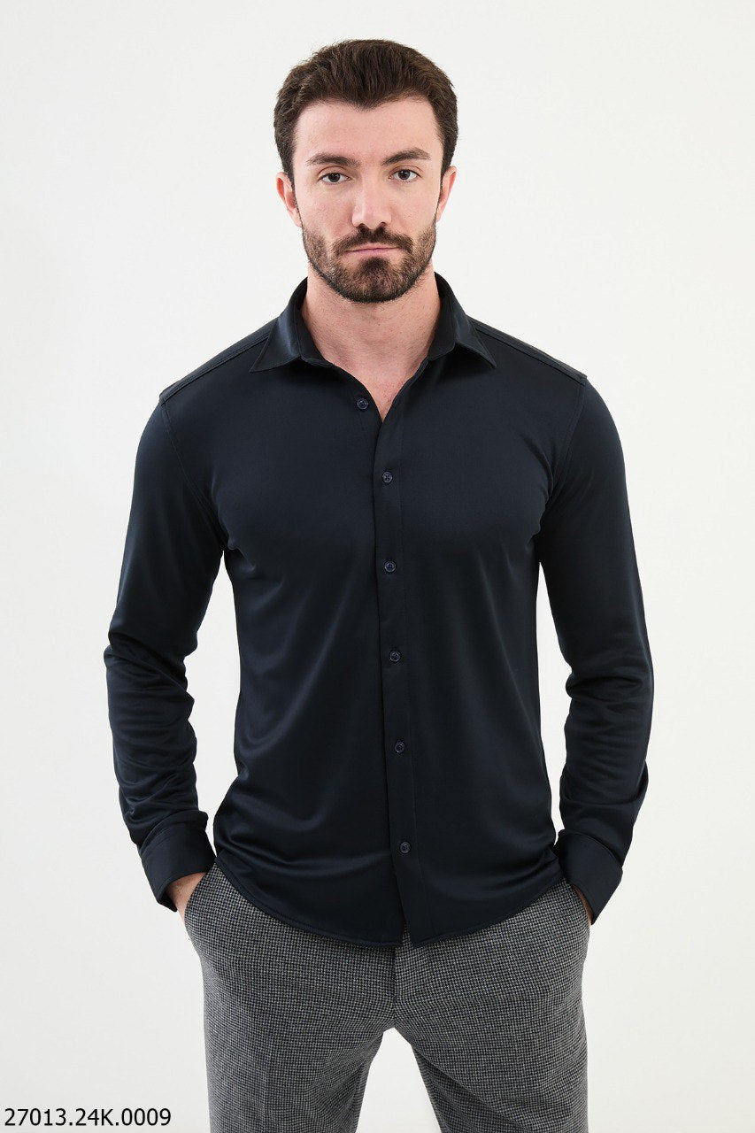 Navy Blue Men's Tailored Shirt. HolloMen Navy Blue Men's Tailored Shirt. HolloMen