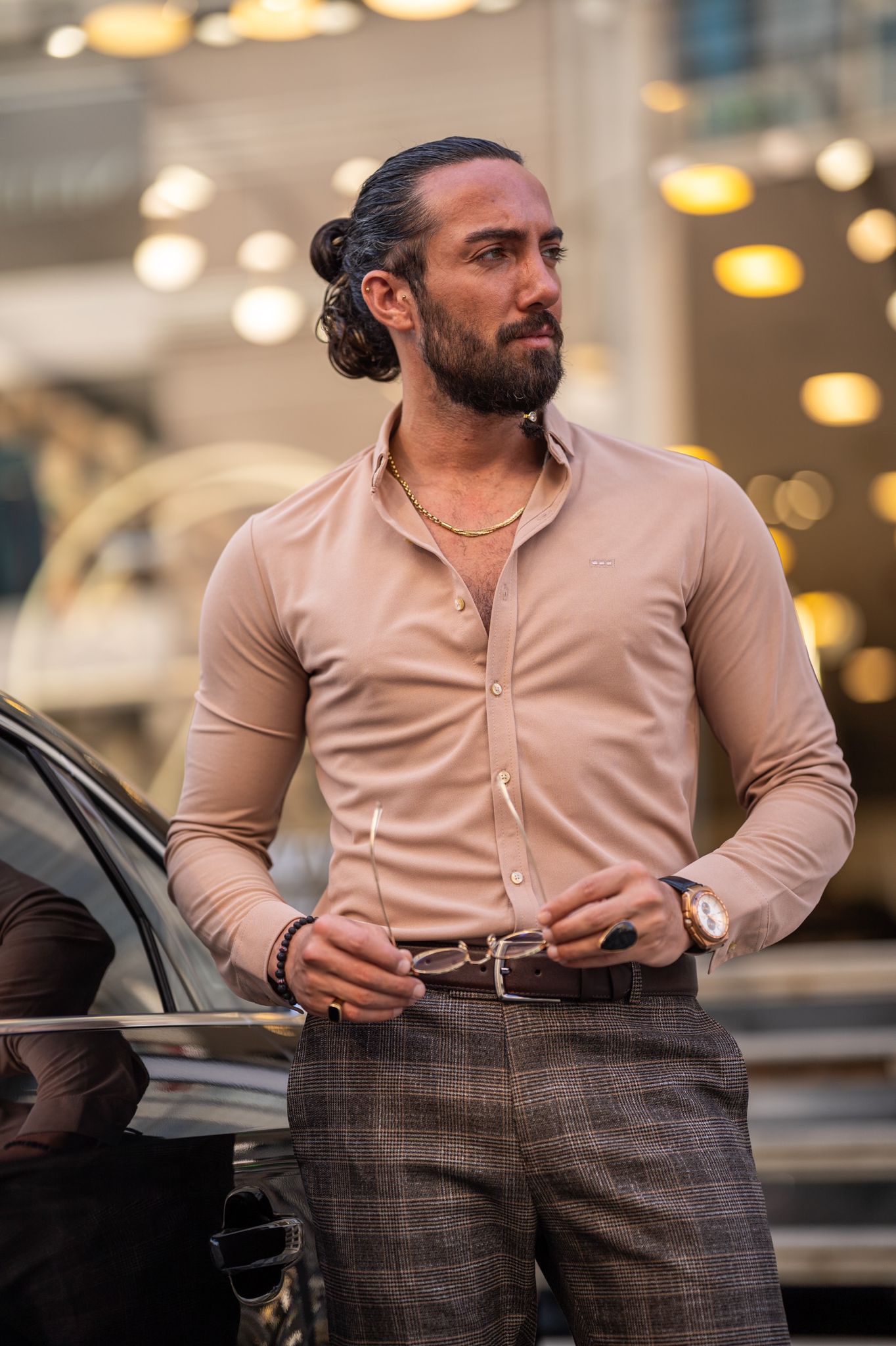 Effortless Style: Dapper Beige Long Sleeve Shirt for Men | HolloMen Effortless Style: Dapper Beige Long Sleeve Shirt for Men | HolloMen
