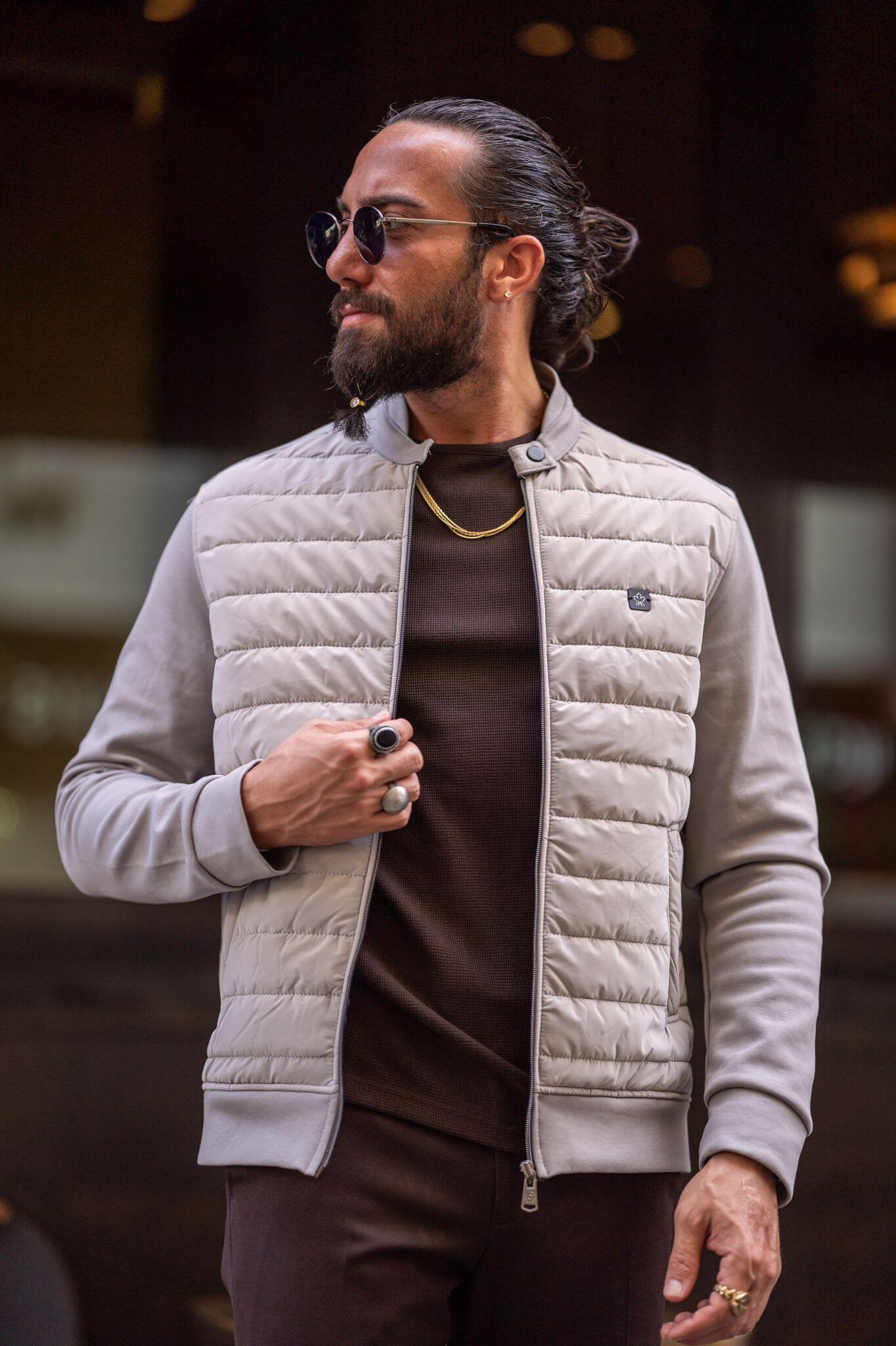 Beige Quilted Jacket for Men | Stylish Fall Outerwear | HolloMen Beige Quilted Jacket for Men | Stylish Fall Outerwear | HolloMen