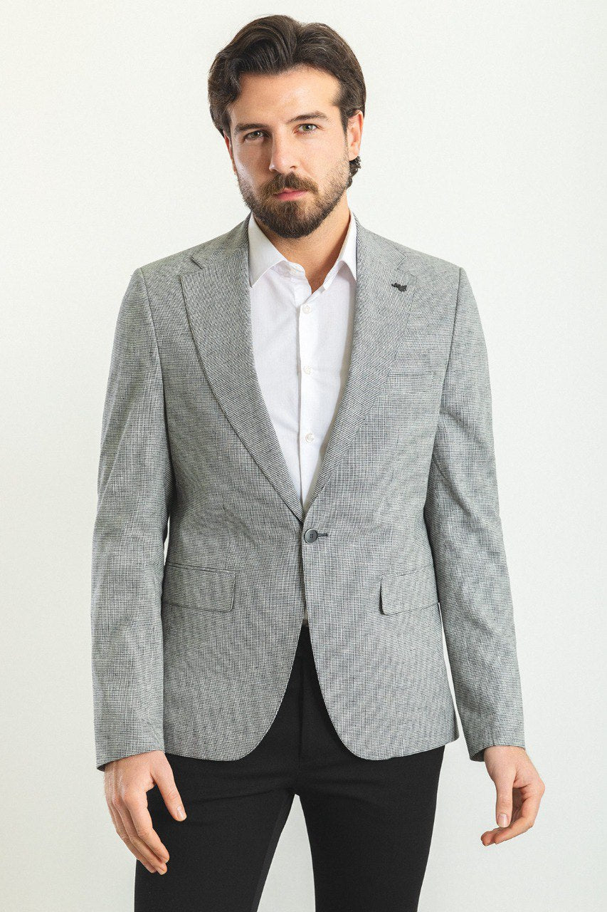 HolloMen Gray Patterned Jacket - Formal Blazer for Men HolloMen Gray Patterned Jacket - Formal Blazer for Men