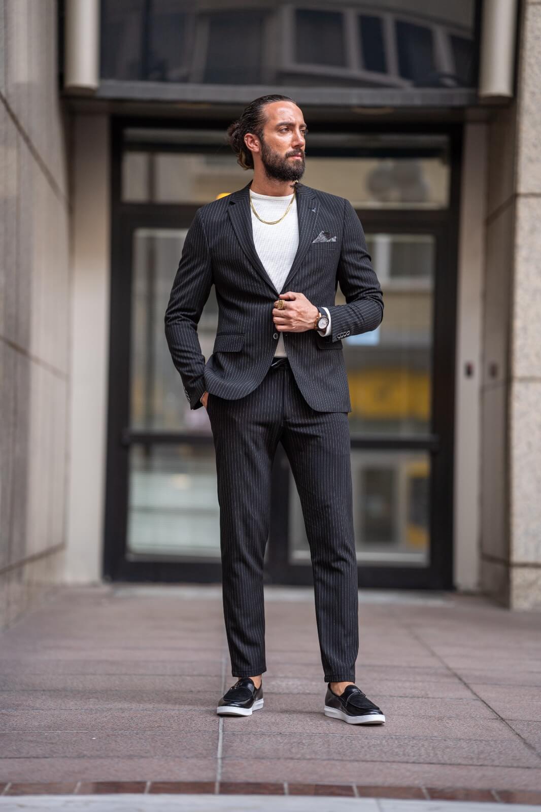 HolloMen's Black Plaid Office Casual Suit: Timeless Elegance and Unparalleled Style HolloMen's Black Plaid Office Casual Suit: Timeless Elegance and Unparalleled Style