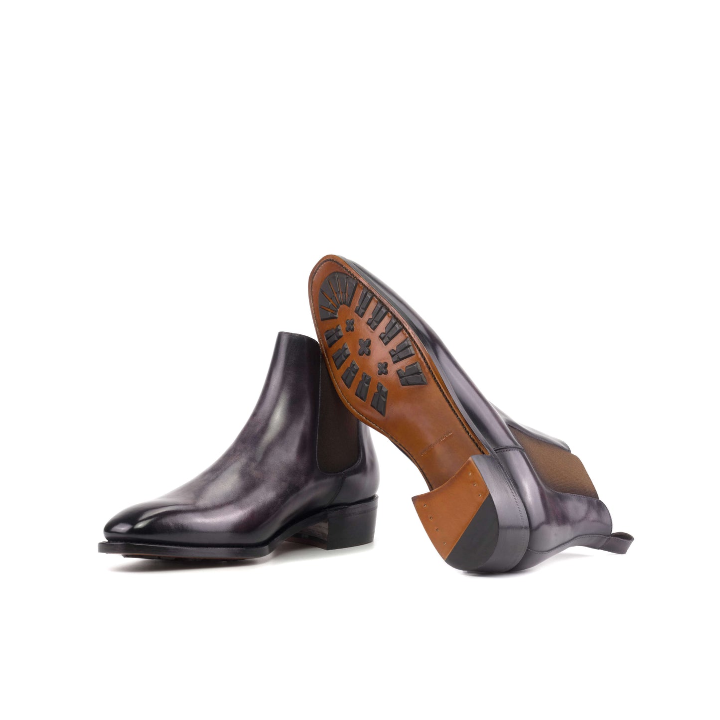 Bottines Chelsea Monza en patine aubergine.