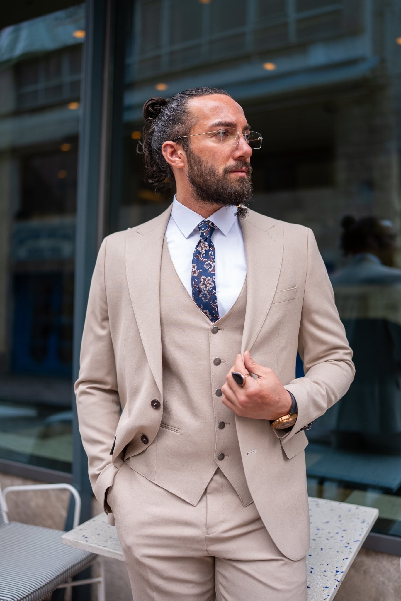Golden Hour Affair Suit: Beige Suit for Men Perfect for Weddings HolloMen Golden Hour Affair Suit: Beige Suit for Men Perfect for Weddings HolloMen