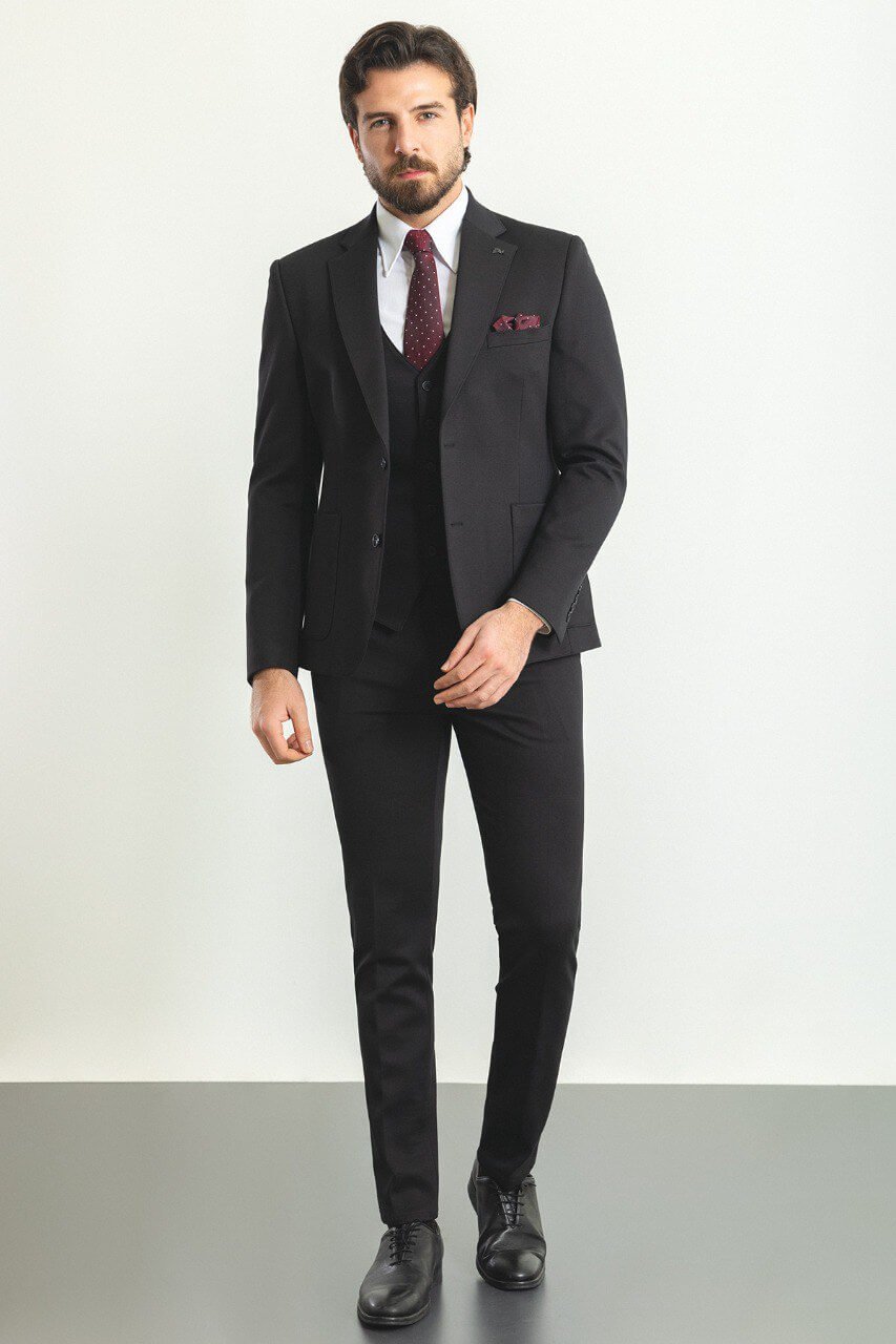 Carrara 3 Piece Suit — Black
