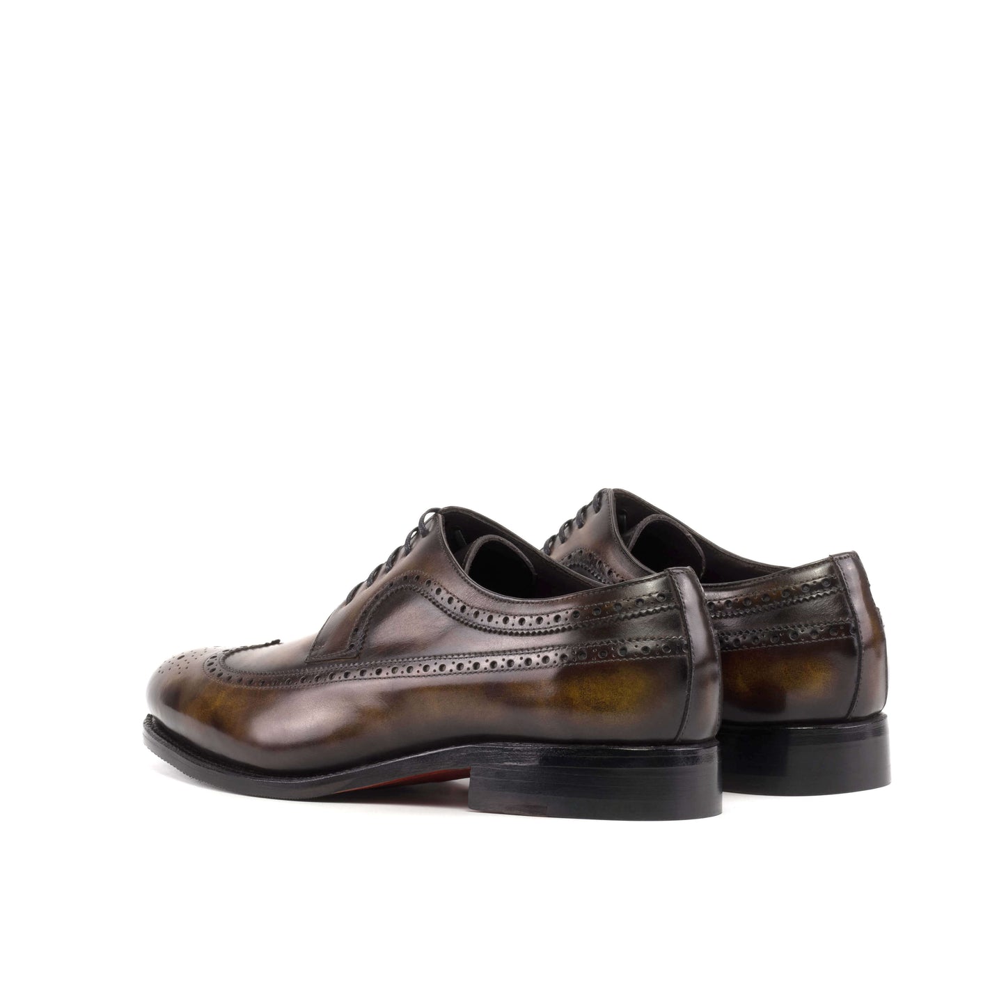 Handmade Longwing Blucher Shoes – Tobacco Patina Brown Leather.