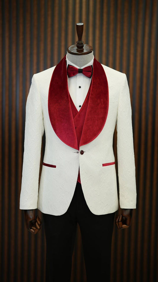 Modest Red & White Tuxedo Suit