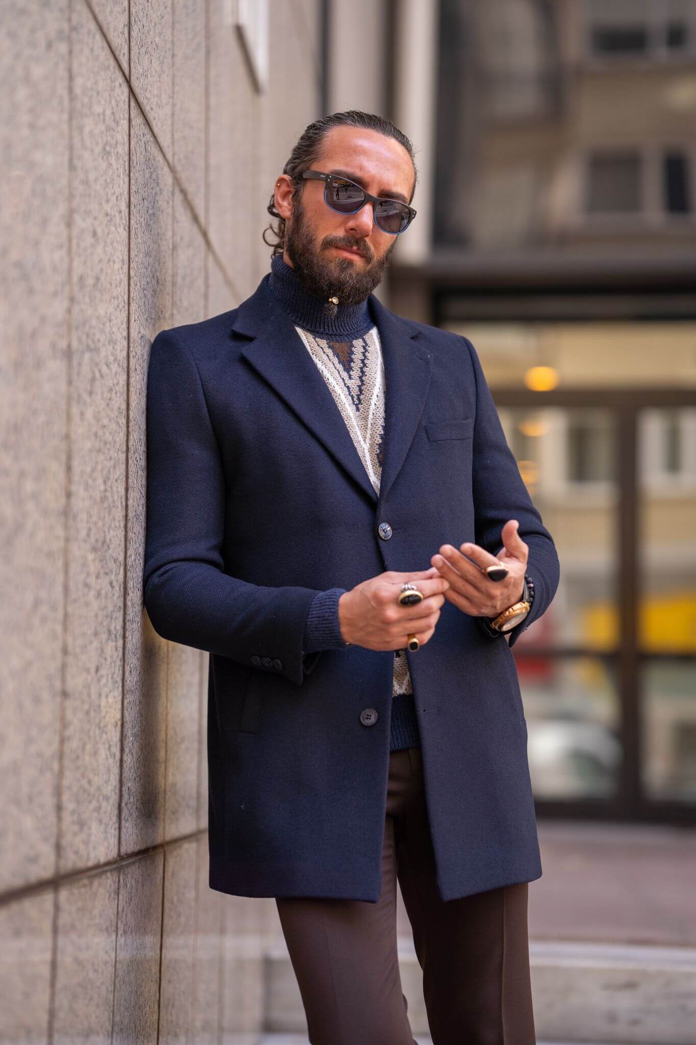 navy blue dress coat mens Men's Navy Blue Suit: Slim Fit Peak Lapel, 3 Piece