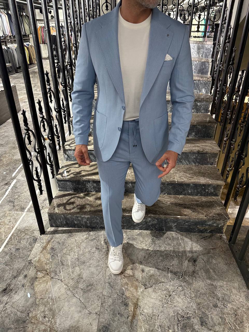 HolloMen Sky Blue Linen Suit HolloMen Sky Blue Linen Suit
