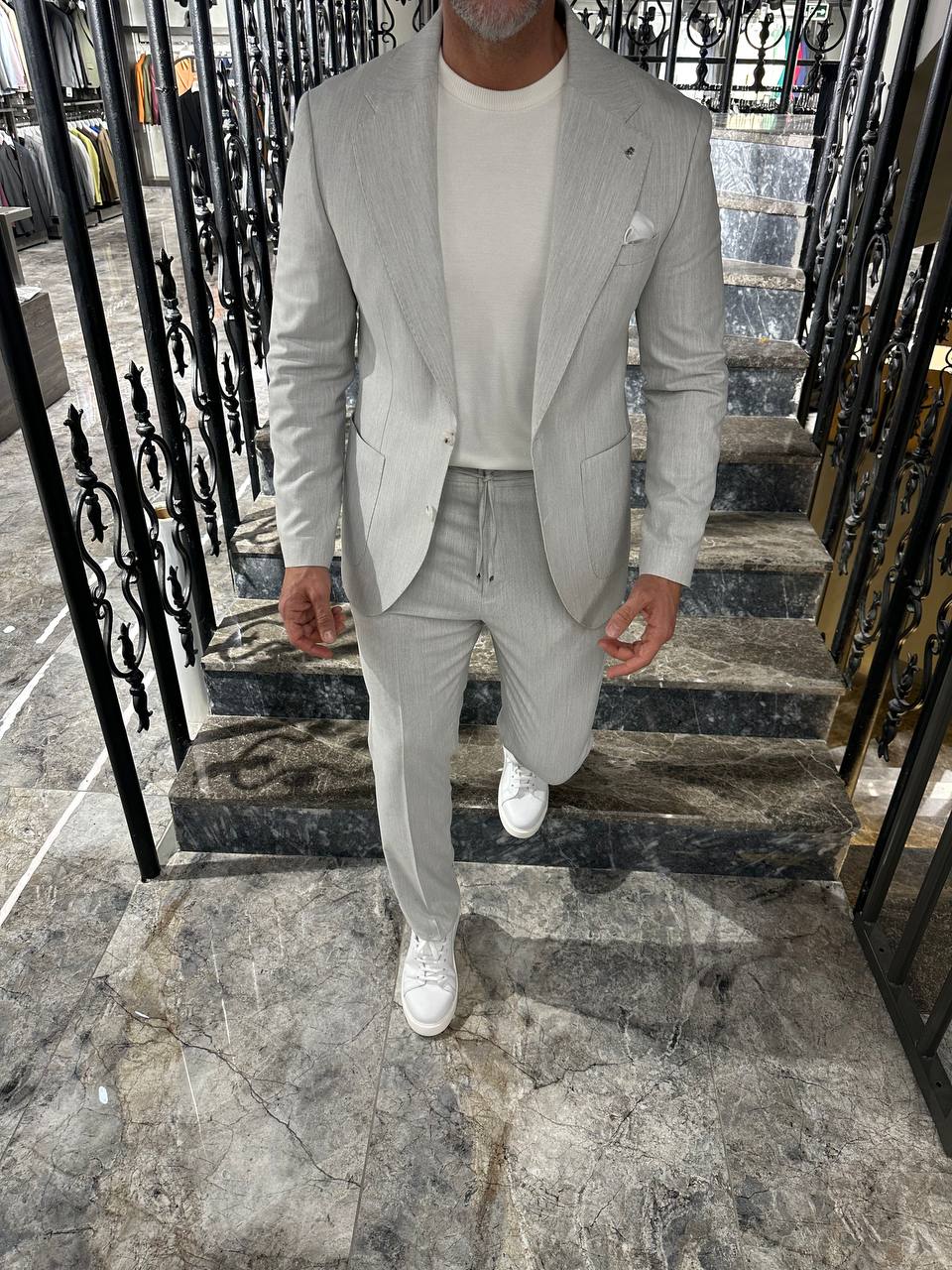 HolloMen Cream Linen Suit