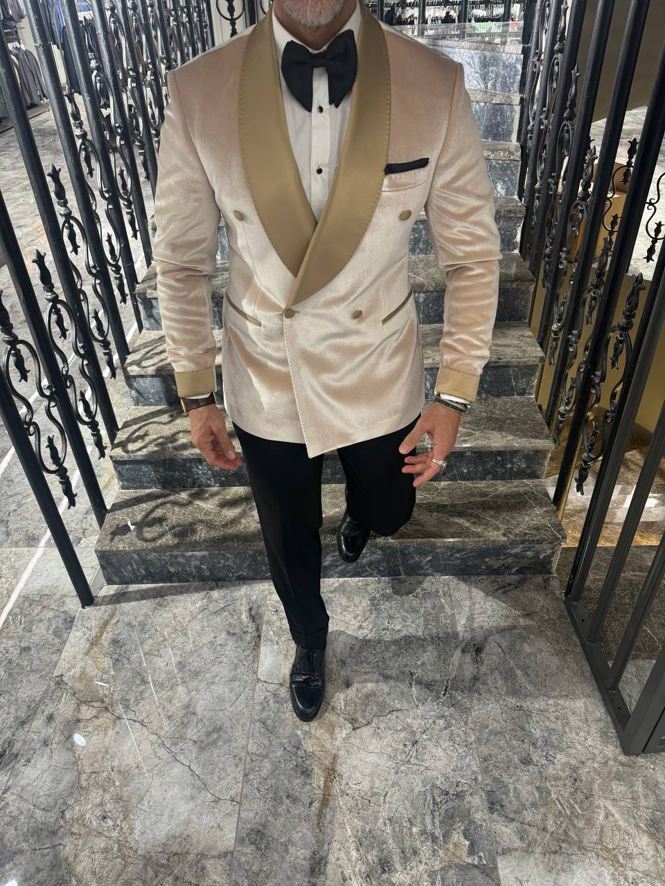HolloMen Champagne Velvet Double-Breasted Tuxedo HolloMen Champagne Velvet Double-Breasted Tuxedo