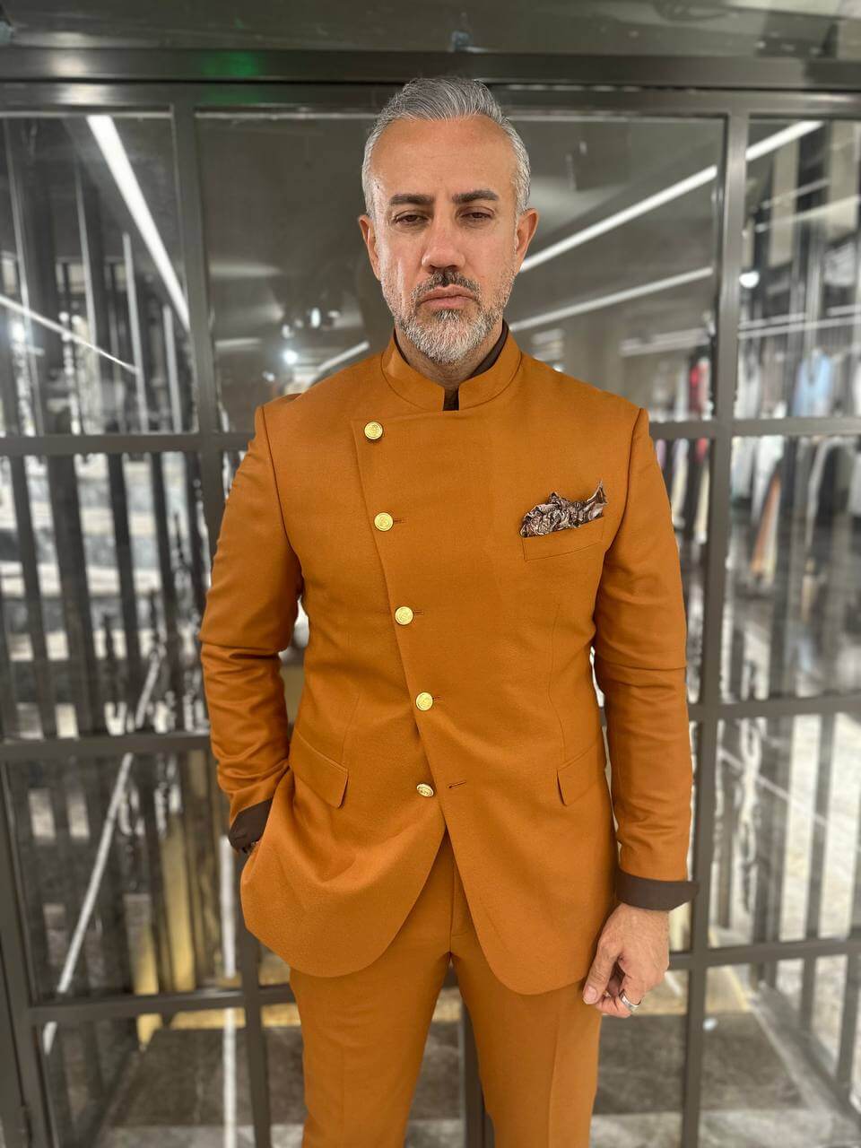 mandarin collar dress shirt with suit Dalton Mandarin Collar Shirt