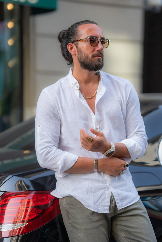 Men's White Linen Shirt