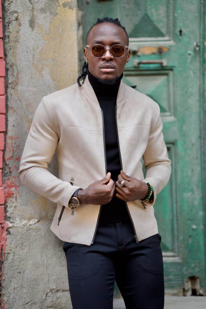 Beige Nubuck Jacket with Classic Design