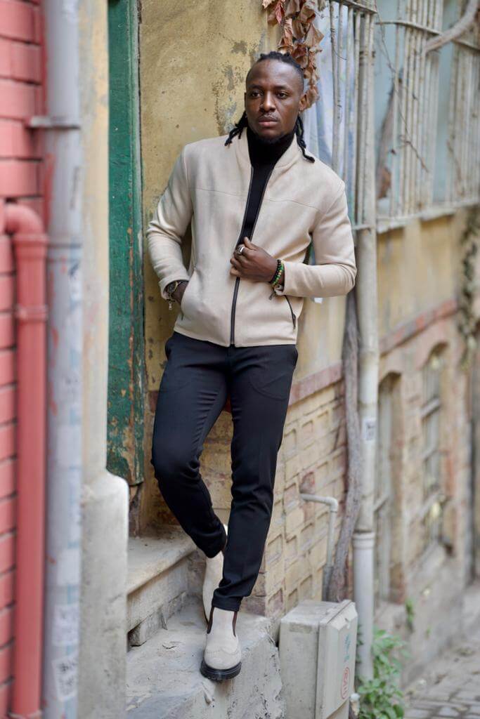 Beige Nubuck Jacket with Classic Design