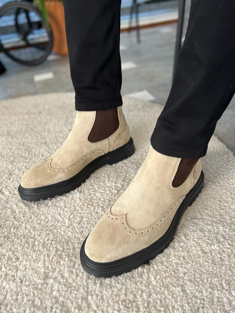 Botas Chelsea de camurça bege