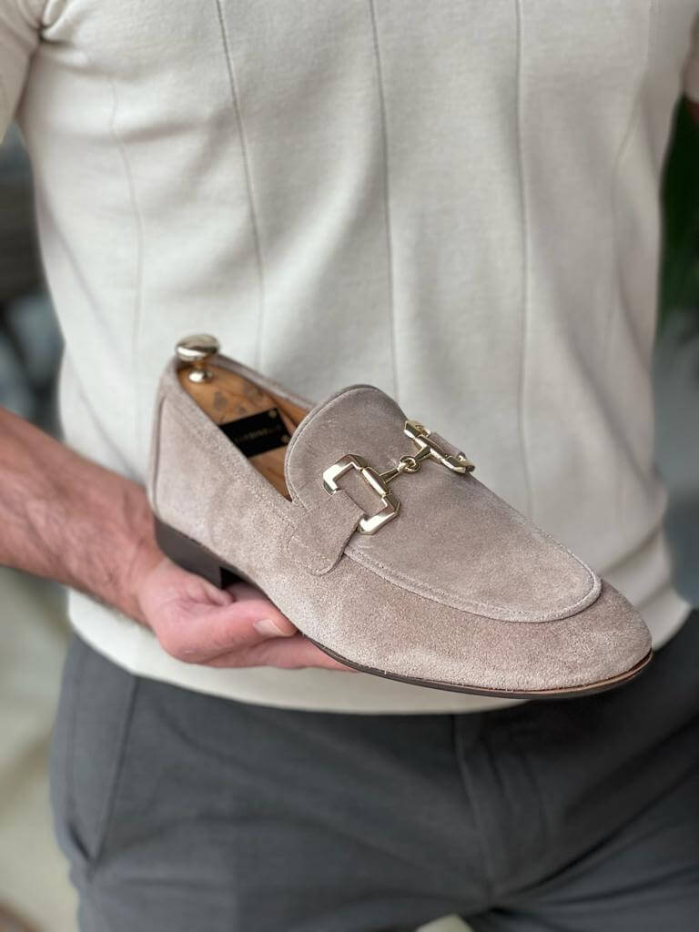 Beige Loafer i mocka