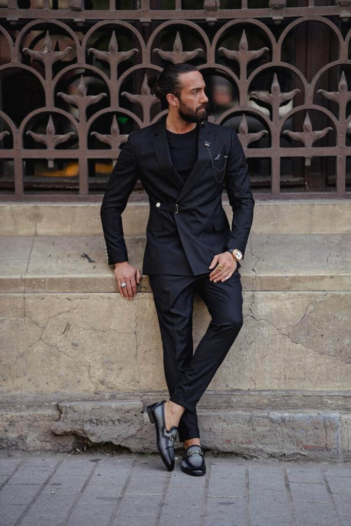 mens black dress suit The Wedding offers a modern and polished look Black Blazer for Men |