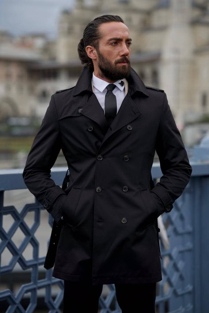 Stylish and versatile black trench coat