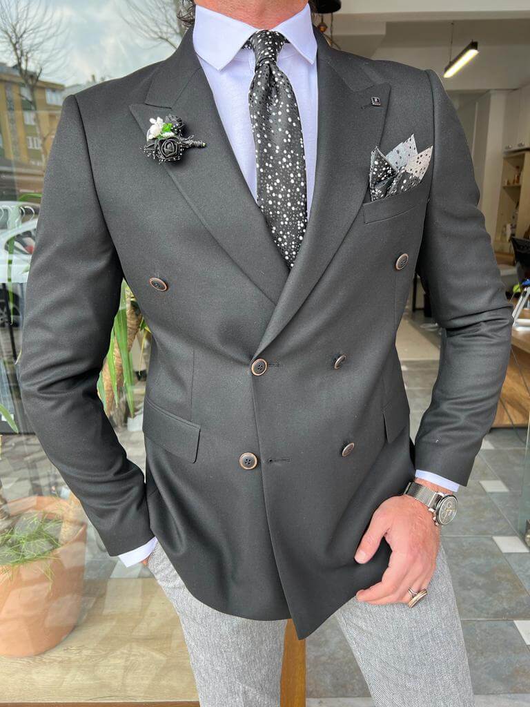 Chic double-breasted black blazer perfect for any occasion