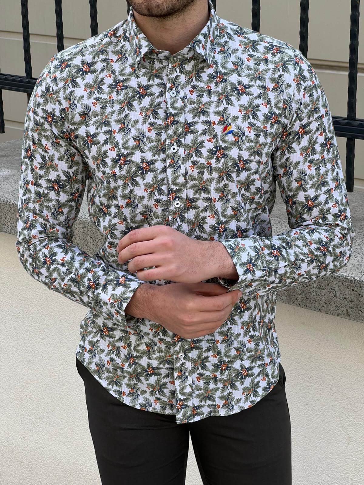 Camicia verde floreale