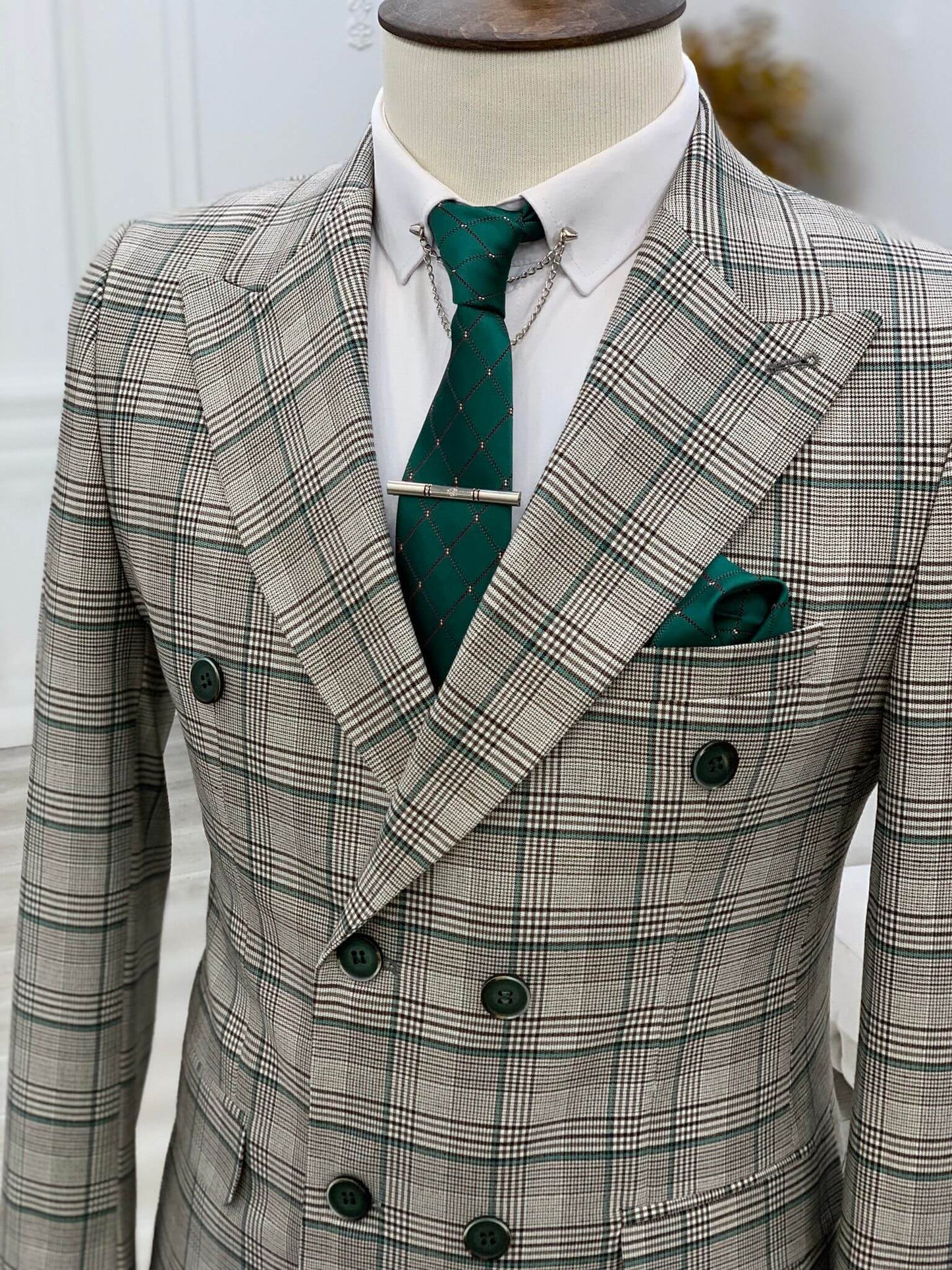 Green Double Breasted Suit