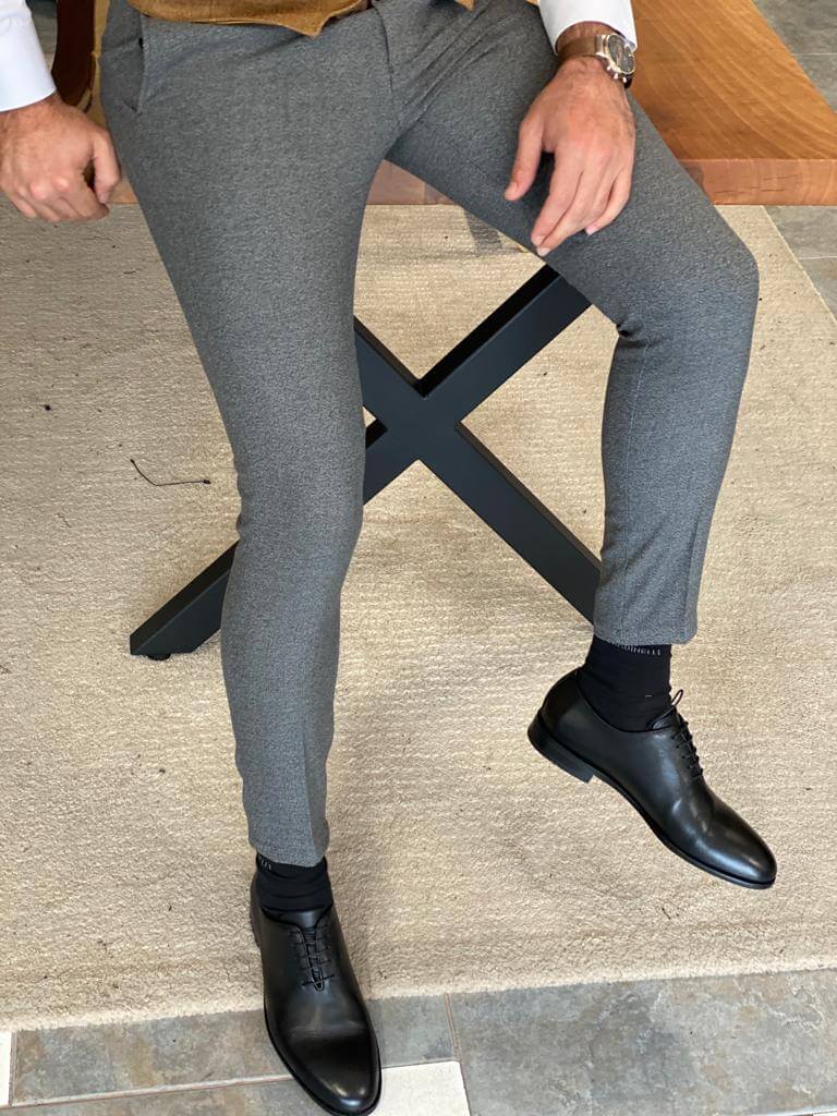 Hollo Gray Slim Fit Trousers HolloMen Hollo Gray Slim Fit Trousers HolloMen