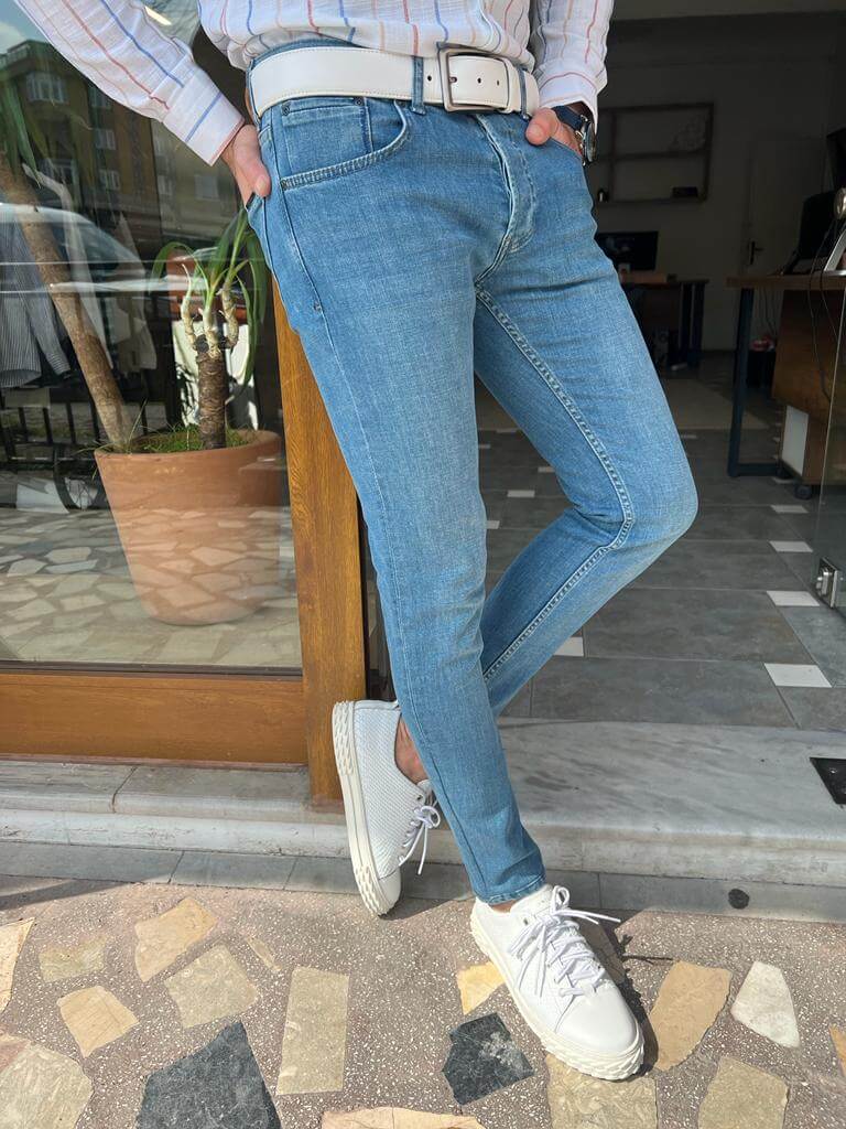 Slim Fit Hellblaue Jeans für Herren