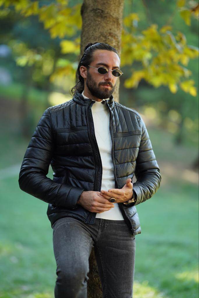 Trendy leather jacket for men with a contemporary look